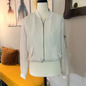 Zara Basic white lightweight bomber jacket XS